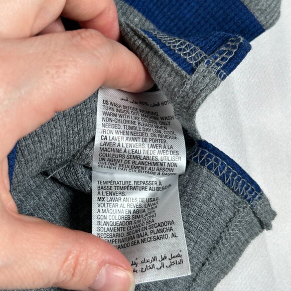 Boys Size Medium Long Sleeve Gray Blue Striped Waffle Thermal Shirt Layering NWT - Picture 6 of 8